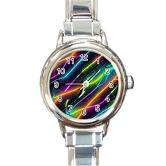 Vibrant Neon Dreams Round Italian Charm Watch by essentialimage