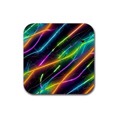 Vibrant Neon Dreams Rubber Coaster (square) by essentialimage