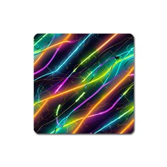 Vibrant Neon Dreams Square Magnet by essentialimage