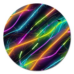 Vibrant Neon Dreams Magnet 5  (round) by essentialimage