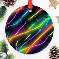 Vibrant Neon Dreams Round Ornament (two Sides) by essentialimage