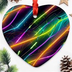 Vibrant Neon Dreams Heart Ornament (two Sides)