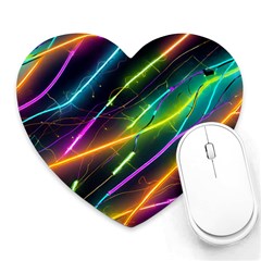 Vibrant Neon Dreams Heart Mousepad by essentialimage