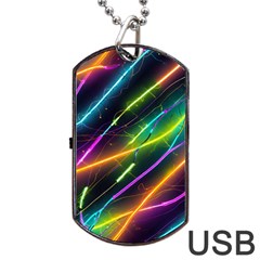 Vibrant Neon Dreams Dog Tag Usb Flash (one Side) by essentialimage