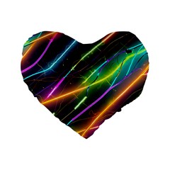 Vibrant Neon Dreams Standard 16  Premium Heart Shape Cushions by essentialimage