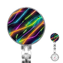 Vibrant Neon Dreams Stainless Steel Nurses Watch by essentialimage