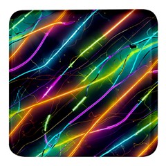 Vibrant Neon Dreams Square Glass Fridge Magnet (4 Pack) by essentialimage