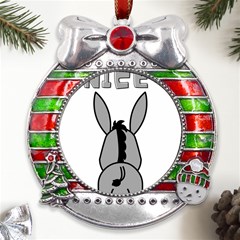 Donkey Ass Funny Nice Cute Floppy Metal X mas Ribbon With Red Crystal Round Ornament by Sarkoni