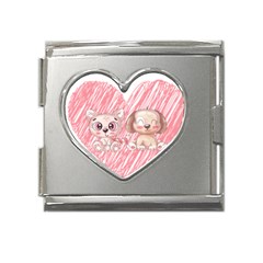 Paw Dog Pet Puppy Canine Cute Mega Link Heart Italian Charm (18mm) by Sarkoni