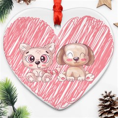 Paw Dog Pet Puppy Canine Cute Heart Ornament (two Sides) by Sarkoni