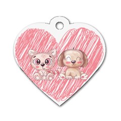 Paw Dog Pet Puppy Canine Cute Dog Tag Heart (two Sides) by Sarkoni