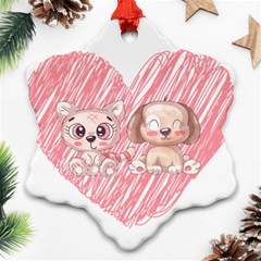 Paw Dog Pet Puppy Canine Cute Snowflake Ornament (two Sides) by Sarkoni