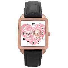 Paw Dog Pet Puppy Canine Cute Rose Gold Leather Watch  by Sarkoni