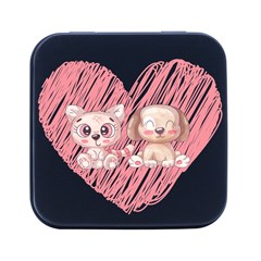 Paw Dog Pet Puppy Canine Cute Square Metal Box (black) by Sarkoni