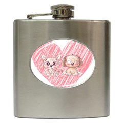 Cat Kitten Feline Pet Animal Cute Hip Flask (6 Oz) by Sarkoni