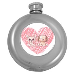 Cat Kitten Feline Pet Animal Cute Round Hip Flask (5 Oz) by Sarkoni