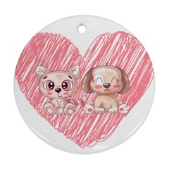 Cat Kitten Feline Pet Animal Cute Round Ornament (two Sides) by Sarkoni