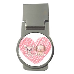 Dog Cat Animal Pet Heart Love Money Clips (round)  by Sarkoni