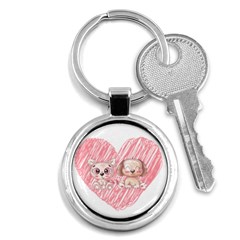 Dog Cat Animal Pet Heart Love Key Chain (round) by Sarkoni