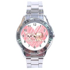 Cat Kitten Feline Pet Animal Cute Stainless Steel Analogue Watch