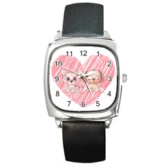 Dog Cat Animal Pet Heart Love Square Metal Watch by Sarkoni