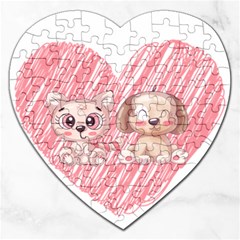 Dog Cat Animal Pet Heart Love Jigsaw Puzzle (heart) by Sarkoni