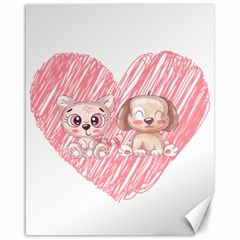 Dog Cat Animal Pet Heart Love Canvas 16  X 20  by Sarkoni