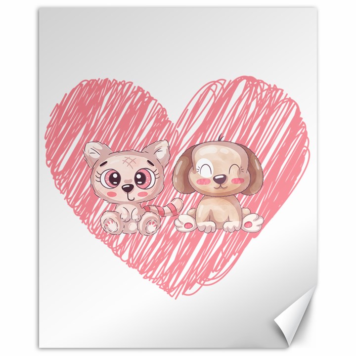 Dog Cat Animal Pet Heart Love Canvas 16  x 20 