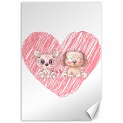 Dog Cat Animal Pet Heart Love Canvas 20  X 30  by Sarkoni