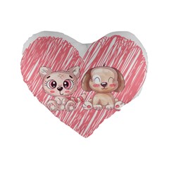 Cat Kitten Feline Pet Animal Cute Standard 16  Premium Heart Shape Cushions by Sarkoni