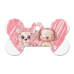 Dog Cat Animal Pet Heart Love Dog Tag Bone (two Sides) by Sarkoni