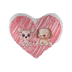 Cat Kitten Feline Pet Animal Cute Standard 16  Premium Flano Heart Shape Cushions by Sarkoni