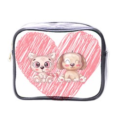 Dog Cat Animal Pet Heart Love Mini Toiletries Bag (one Side) by Sarkoni