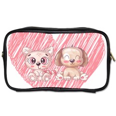 Dog Cat Animal Pet Heart Love Toiletries Bag (two Sides) by Sarkoni