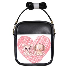 Dog Cat Animal Pet Heart Love Girls Sling Bag by Sarkoni