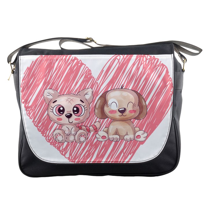 Dog Cat Animal Pet Heart Love Messenger Bag