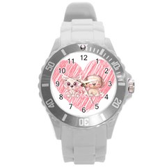 Dog Cat Animal Pet Heart Love Round Plastic Sport Watch (l) by Sarkoni