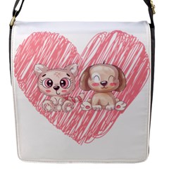 Dog Cat Animal Pet Heart Love Flap Closure Messenger Bag (s) by Sarkoni