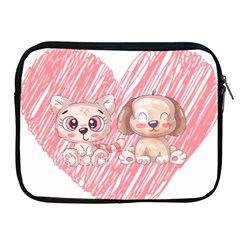 Dog Cat Animal Pet Heart Love Apple Ipad 2/3/4 Zipper Cases by Sarkoni