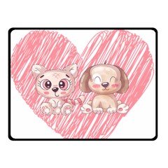 Dog Cat Animal Pet Heart Love Two Sides Fleece Blanket (small) by Sarkoni