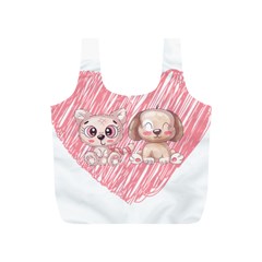 Dog Cat Animal Pet Heart Love Full Print Recycle Bag (s) by Sarkoni