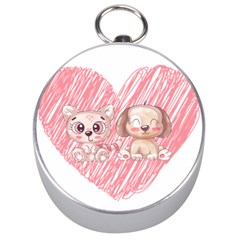 Dog Cat Animal Pet Heart Love Silver Compasses by Sarkoni