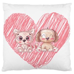 Dog Cat Animal Pet Heart Love Large Premium Plush Fleece Cushion Case (two Sides) by Sarkoni