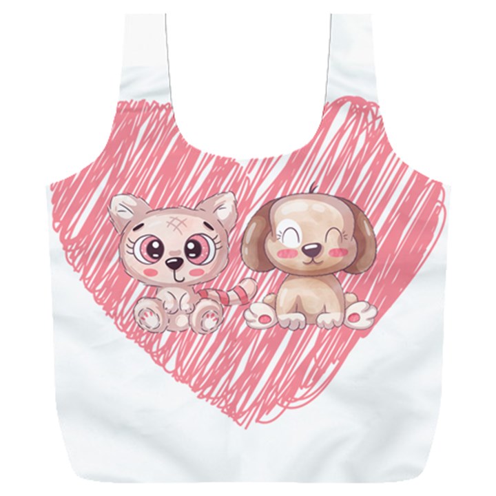 Dog Cat Animal Pet Heart Love Full Print Recycle Bag (XXXL)