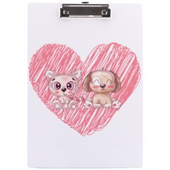 Dog Cat Animal Pet Heart Love A4 Acrylic Clipboard by Sarkoni