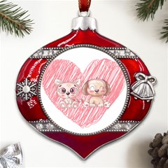 Cat Kitten Feline Pet Animal Cute Metal Snowflake And Bell Red Ornament by Sarkoni