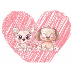 Dog Cat Animal Pet Heart Love Two Sides Premium Plush Fleece Blanket (extra Small) by Sarkoni