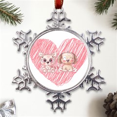 Dog Cat Animal Pet Heart Love Metal Large Snowflake Ornament by Sarkoni