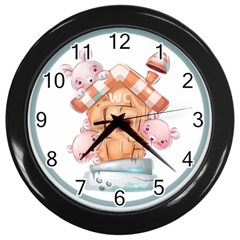 House Pet Animal Cute Wall Clock (black) by Sarkoni