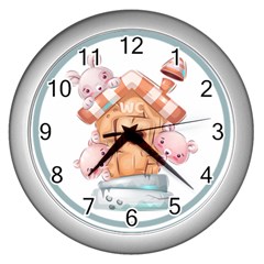 House Pet Animal Cute Wall Clock (silver) by Sarkoni